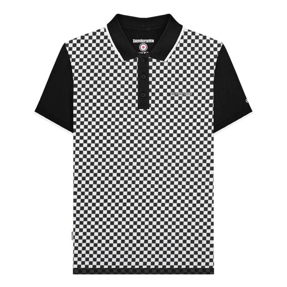 Lambretta Mens AW25 Checked Polo Shirt / Stone